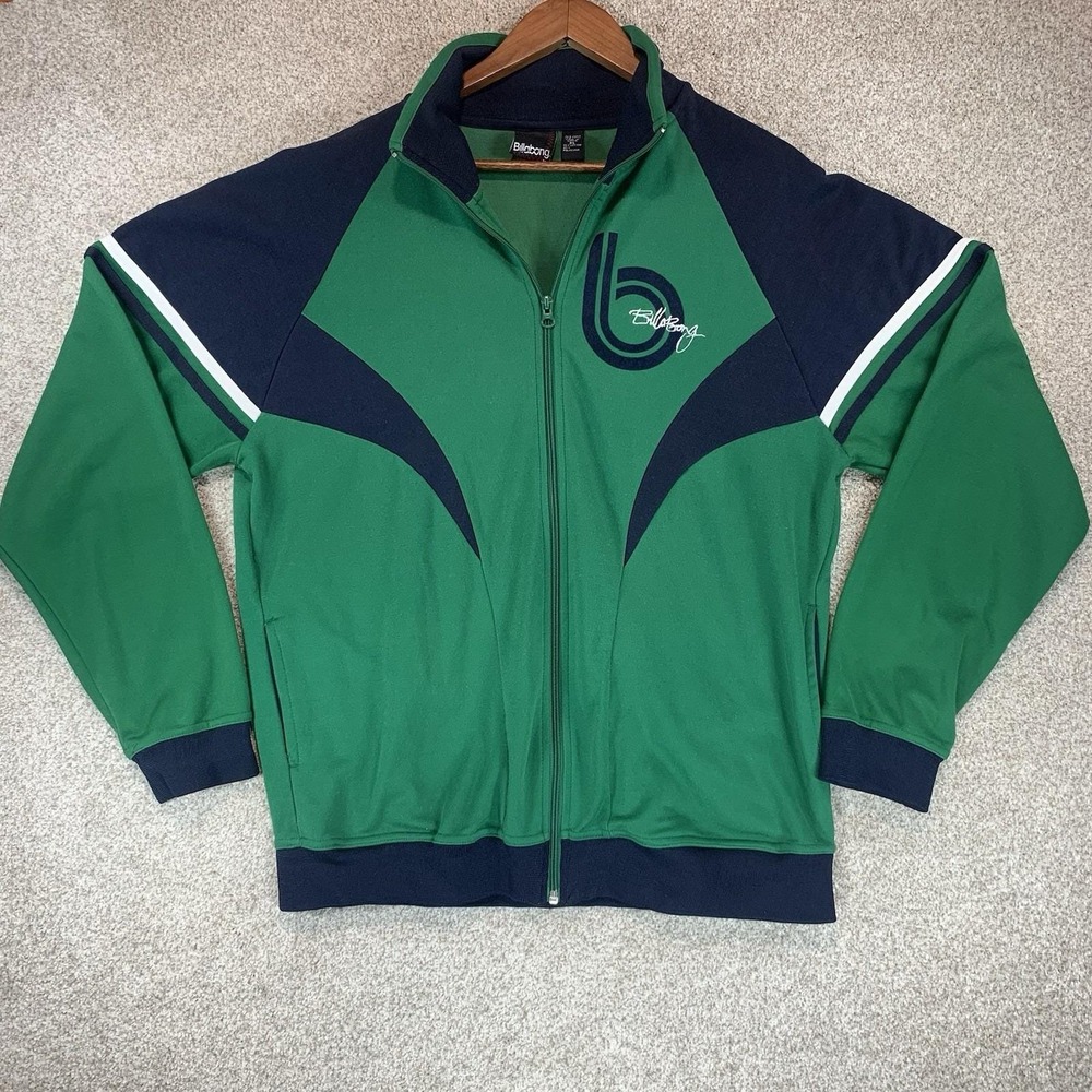VTG Y2K Billabong Zip Up Jacket XL Green Blue‎ Logo